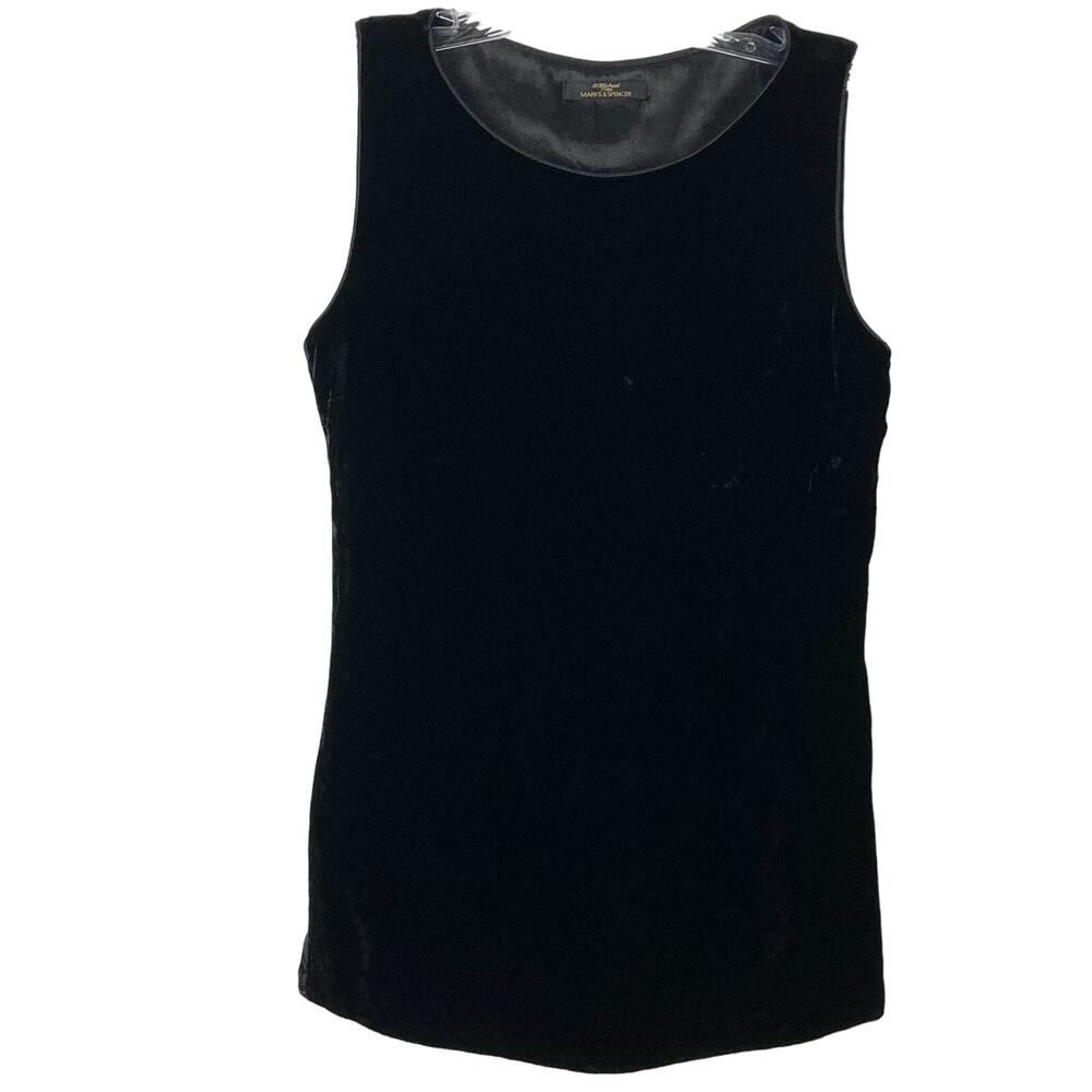 NWOT ST MICHAELS Top UK 8/US 4 Black Velour Velvet Silk blend Slits-Sides Zip
